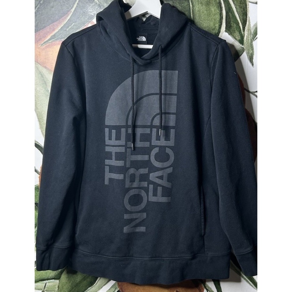 The North Face Womens XL Speel Out Logo Pullover Hoodie Sweatshirt Black Cotton